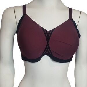 Honeylove CrossOver Bra Burgundy Wireless Support Removable Pads Size M+ Black